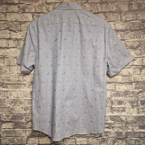 Limited Edition Blue Flamingo Short Sleeve Shirt UK Medium - Picture 2 of 5